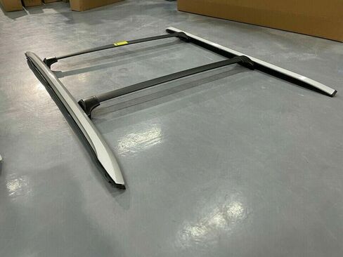 【مخزون الولايات المتحدة】 4 قطع من العارضة لحامل السقف تناسب Acura MDX 2014 2015 2016 2017 2019 2019 2020 2021 حامل السكك الحديدية الجانبية للسقف والقضبان المتقاطعة للبضائع، وقضبان الرف، وقضبان رف الأمتعة، فضي وأسود in Kuwait