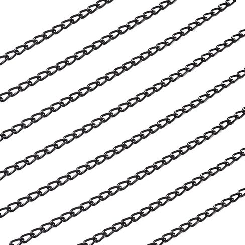 Pandahall 32.8 Ft Black Aluminium Curb Chain 7x4x1mm Black Aluminium Thin Chain Rack Plating Twisted Link Chains for Jewelry Making Necklace Bracelet in Saudi Arabia