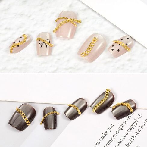 8 Strips Nail Art Chains, Gold Nails Jewelry Chain, 3D Manicure Art Chain, Metal Nail Charm Decoration for DIY Manicure Making in Saudi Arabia