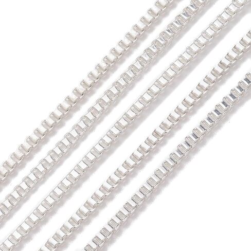 5Pcs Iron Box Chain Necklaces, Silver, for Man Women DIY Necklace and Jewelry Craft Making, 18.19x0.08 inch(46.2x0.2cm) in Saudi Arabia