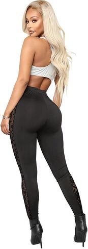 Atyfuniby Womens Leggings High Waisted - Sexy Skinny Mesh See Through Pants Party Clubwear in Kuwait