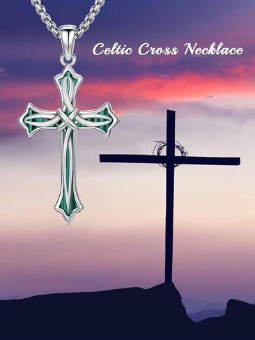 Swordgod 925 Sterling Silver Cross Necklace for Men Women Celtic/Crucifix Cross Pendant with Stainless Steel Chain Jewelry Gift for Thanksgiving Christmas in Kuwait