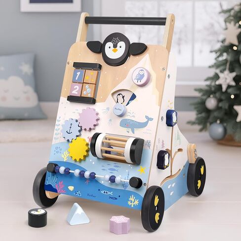 PairPear Wooden Baby Walker Push and Pull Learning Activity Walker,Toddler Sit to Stand Push Walker Toys Gift for Baby Boys and Girls 12 m+ （Pink Rabbit） in Kuwait