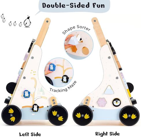 PairPear Wooden Baby Walker Push and Pull Learning Activity Walker,Toddler Sit to Stand Push Walker Toys Gift for Baby Boys and Girls 12 m+ （Pink Rabbit） in Kuwait