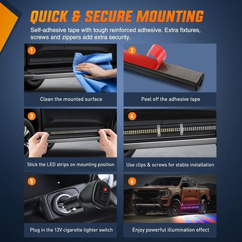 Nilight 60" Truck Tailgate Light Bar Double Row LED Flexible Strip Running Turn Signal Brake Reverse Tail Light,Red/White,No-Drilling,2 Years Warranty in Kuwait