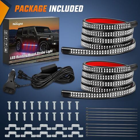 Nilight 60" Truck Tailgate Light Bar Double Row LED Flexible Strip Running Turn Signal Brake Reverse Tail Light,Red/White,No-Drilling,2 Years Warranty in Kuwait