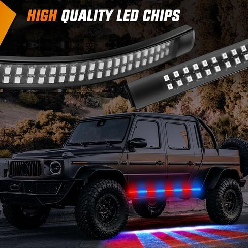 Nilight 60" Truck Tailgate Light Bar Double Row LED Flexible Strip Running Turn Signal Brake Reverse Tail Light,Red/White,No-Drilling,2 Years Warranty in Kuwait