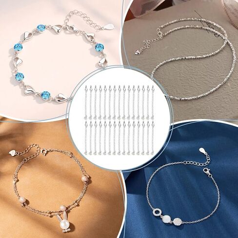 UNICRAFTALE 30Pcs 304 Stainless Steel Curb Chain Extender End Chains with Lobster Claw Clasps and Heart Chain Tabs 75mm Long Bracelet Necklace Extension Chains for DIY Jewelry Making in Saudi Arabia