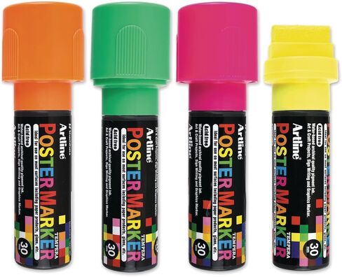 Artline Poster Markers, 30 mm Writing Width, Metallic Colors, 4 Pack (EPP-30-4W4) in Saudi Arabia