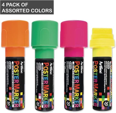 Artline Poster Markers, 30 mm Writing Width, Metallic Colors, 4 Pack (EPP-30-4W4) in Saudi Arabia