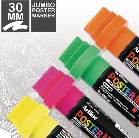 Artline Poster Markers, 30 mm Writing Width, Metallic Colors, 4 Pack (EPP-30-4W4) in Saudi Arabia