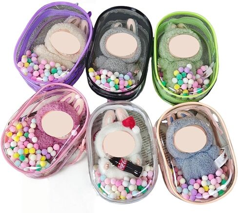 Clear Figure Display Bag for LABUBU, Doll Storage Bag, Blind Box Carrying Pouch,Pouch Keychain Charms for Collectibles (with Zipper- Waterproof) ,6.89 * 2.36 * 4.72 inch（Light Pink） in Saudi Arabia