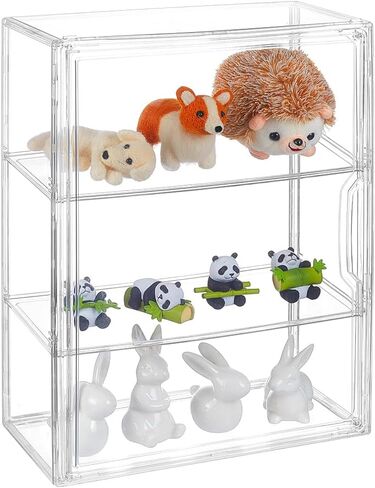 CUTHOLLOW 3 Tiers Display Case for Figures with Magnetic Door - Clear Dustproof Storage Box Showcase for Collectibles Action Figure in Saudi Arabia