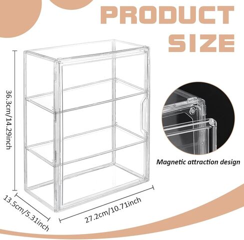 CUTHOLLOW 3 Tiers Display Case for Figures with Magnetic Door - Clear Dustproof Storage Box Showcase for Collectibles Action Figure in Saudi Arabia