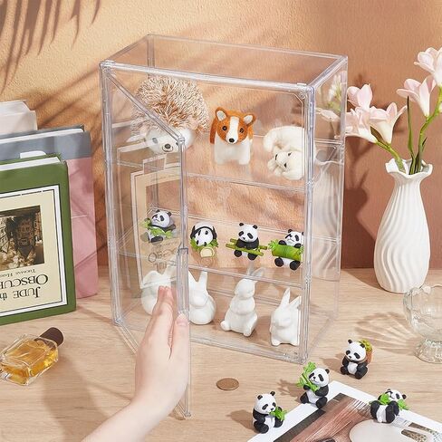 CUTHOLLOW 3 Tiers Display Case for Figures with Magnetic Door - Clear Dustproof Storage Box Showcase for Collectibles Action Figure in Saudi Arabia