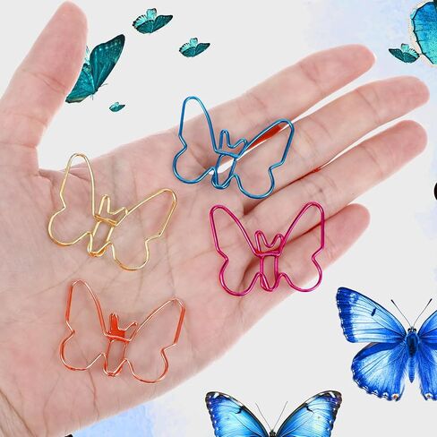 20pcs Butterfly Paper Clips, Cute Small Metal Clips for File Organization or Decoration, Gold, Rose Gold, Blue, Pink in Saudi Arabia