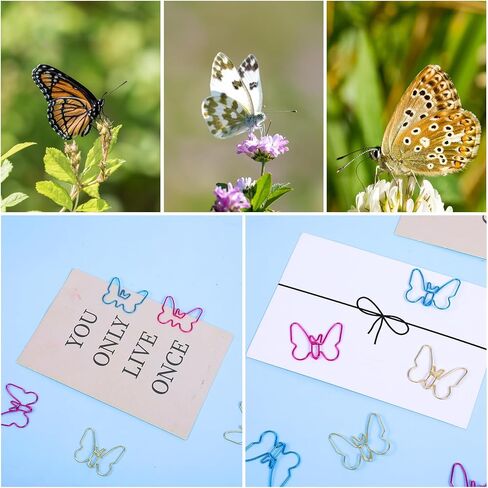 20pcs Butterfly Paper Clips, Cute Small Metal Clips for File Organization or Decoration, Gold, Rose Gold, Blue, Pink in Saudi Arabia