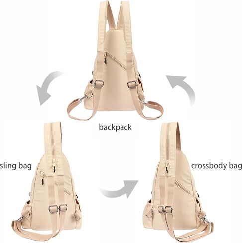 Small Backpack Waterproof Lightweight Daypack Crossbody Sling Bag Casual Travel Bag (Black) in Kuwait