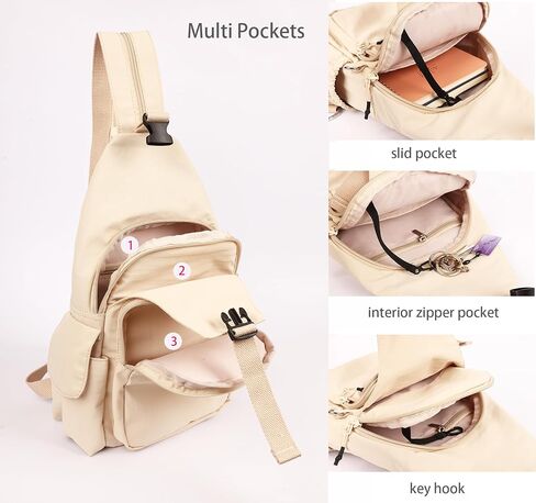 Small Backpack Waterproof Lightweight Daypack Crossbody Sling Bag Casual Travel Bag (Black) in Kuwait