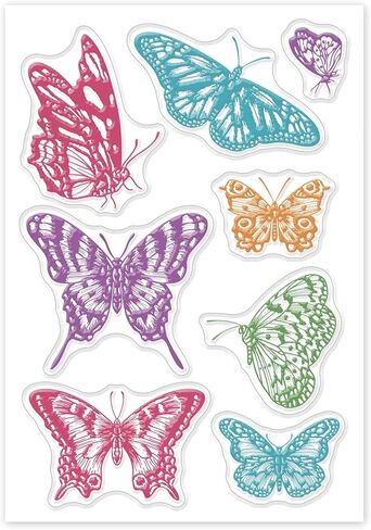 1 Sheet PVC Plastic Stamps, Butterfly Pattern Silicone Stamp, Reusable Purple Pink Blue Butterfly Stamp for DIY Scrapbooking Photo Album Decorative Cards Making, 6.3x4.33x0.12inch in Saudi Arabia