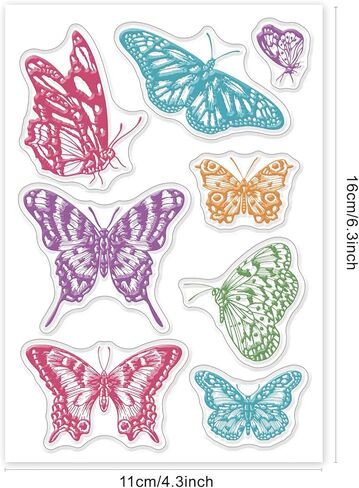 1 Sheet PVC Plastic Stamps, Butterfly Pattern Silicone Stamp, Reusable Purple Pink Blue Butterfly Stamp for DIY Scrapbooking Photo Album Decorative Cards Making, 6.3x4.33x0.12inch in Saudi Arabia