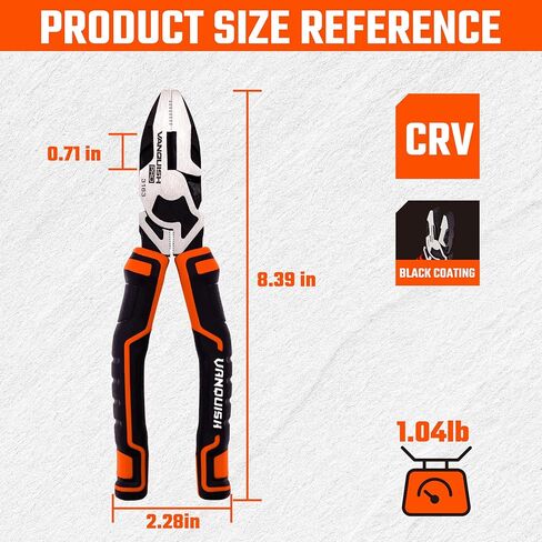 Vanquish 8 Inch Linemans Pliers High-Leverage Linesman Pliers with Side Cutting Design (3163) in Kuwait
