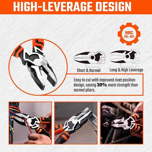 Vanquish 8 Inch Linemans Pliers High-Leverage Linesman Pliers with Side Cutting Design (3163) in Kuwait