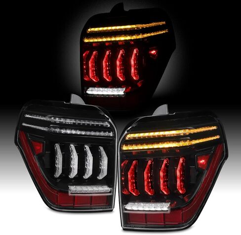 AKKON - Fits 2010-2022 Toyota 4Runner LED Tube DRL Sequential Turn Signal Black Smoke Tail Lights Pair Driver+Passenger in Saudi Arabia