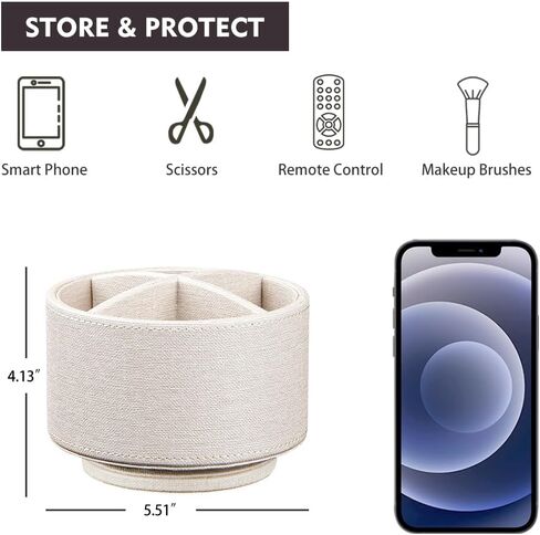 حامل أقلام دوار 360 درجة من فانوسي للمكتب، منظم قلم رصاص من الجلد للتحكم عن بعد، حامل طاولة سطح المكتب منضدة تخزين العلبة، منظمات مكتب المكتب وملحقاته 5.5 × 5.5 × 4.0 بوصة in Kuwait