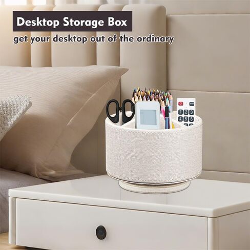 حامل أقلام دوار 360 درجة من فانوسي للمكتب، منظم قلم رصاص من الجلد للتحكم عن بعد، حامل طاولة سطح المكتب منضدة تخزين العلبة، منظمات مكتب المكتب وملحقاته 5.5 × 5.5 × 4.0 بوصة in Kuwait