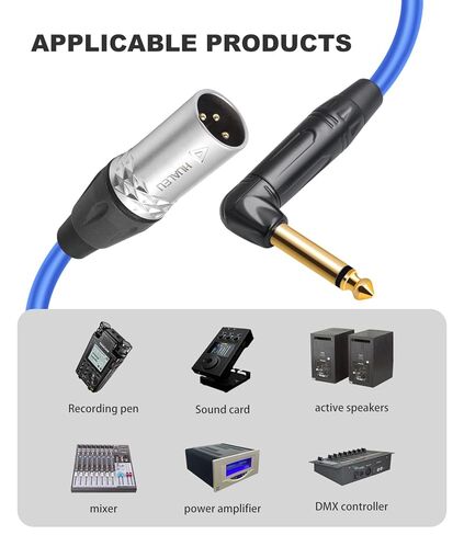 Right Angle 1/4" TS to XLR 3Pin Male Audio Cable,6.35mm TS Mono Right Angle to XLR Male 3pin,6N OFC+Silver Plated HI-END Audio Cable for Micphone Mixer-1FT 2Pack in Saudi Arabia