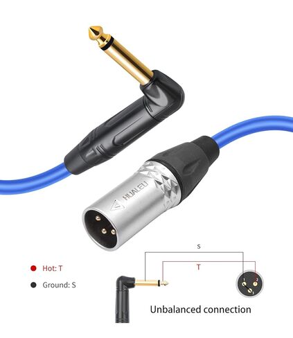 Right Angle 1/4" TS to XLR 3Pin Male Audio Cable,6.35mm TS Mono Right Angle to XLR Male 3pin,6N OFC+Silver Plated HI-END Audio Cable for Micphone Mixer-1FT 2Pack in Saudi Arabia