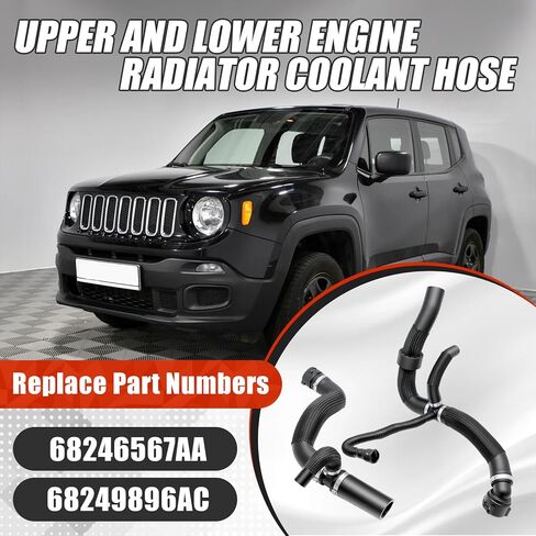 2 قطعة خراطيم تبريد مبرد المحرك العلوي والسفلي متوافقة مع Jeep Renegade 1.3L 2.4L 2015-2021 يستبدل 68246567AA 68249896AC in Kuwait