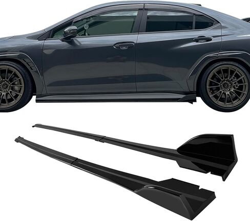 IKON MOTORSPORTS, Side Skirts Extention Compatible with 2022-2025 Subaru WRX (Base, Limited, Premium, GT), D Style Gloss Black ABS Plastic Rocker Panel Winglet Splitter Side Underbody Spoiler 4PCS in Saudi Arabia