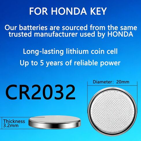 Key Fob Replacement Batteries for Honda (CRV Civic Accord Pilot Odyssey HRV Fit Passport Ridgeline Crosstour Insight Clarity CRZ) Smart Remote (Pack of 2) (Check Fitment Guide) in Kuwait