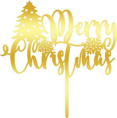 Merry Christmas Cake Topper,Glitter green Xmas Holiday Cake Decorations,for Winter Christmas Santa Happy New Year Party Theme Cake Decorations (red green) in Kuwait