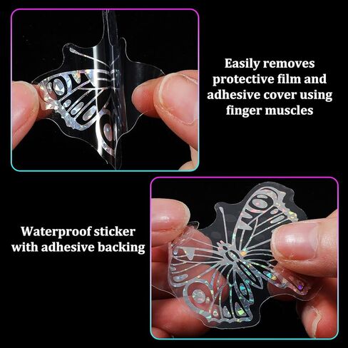 100Pcs Butterfly Holographic Stickers, Waterproof Transparent Vintage Butterfly Decals, Pretty Shiny Glitter for Scrapbooking, Journals, Water Bottles, Laptops in Saudi Arabia