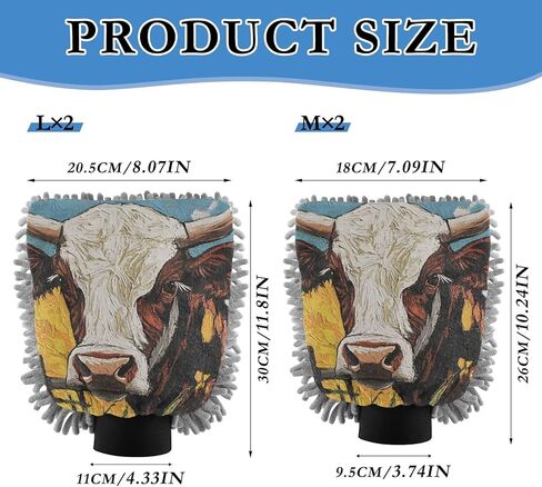 AIXIWAWA Car Wash Mitt Washing Glove Scratch Free Water Absorbent 2 Pack Large Painting Farm Cow Print in Saudi Arabia