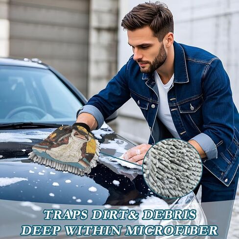 AIXIWAWA Car Wash Mitt Washing Glove Scratch Free Water Absorbent 2 Pack Large Painting Farm Cow Print in Saudi Arabia