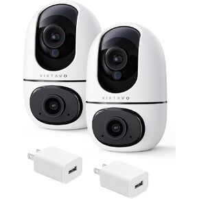 كاميرا أمان داخلية virtavo EggsFlask، عدسة وشاشة مزدوجة 1080 بكسل، مراقبة الأطفال / كاميرا للحيوانات الأليفة، مراقبة / إمالة / تكبير، تتبع حركة AI، تنبيهات الهاتف، صوت ثنائي الاتجاه، رؤية ليلية، تخزين سحابي وSD in Kuwait