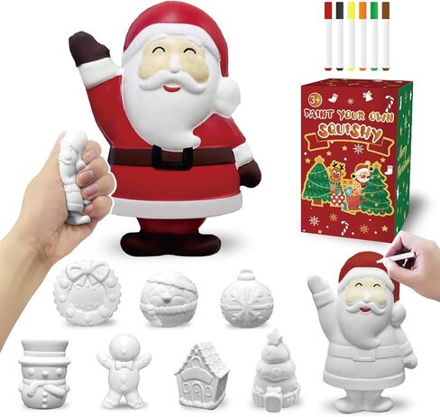 Paint Your Own Squishies Mystery Box, Christmas Squishy Coloring Kit, Surprise Toys for Girls, Foam Squishy Christmas Painting Crafts, Party Favors Stocking Stuffers Classroom Gifts for Kids in Saudi Arabia