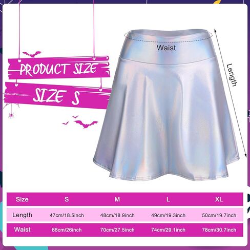 Panitay 8 Pcs Halloween Alien Costume for Women Holographic Metallic Skirt and Top Headband Glove Glasses Earring Necklace in Kuwait