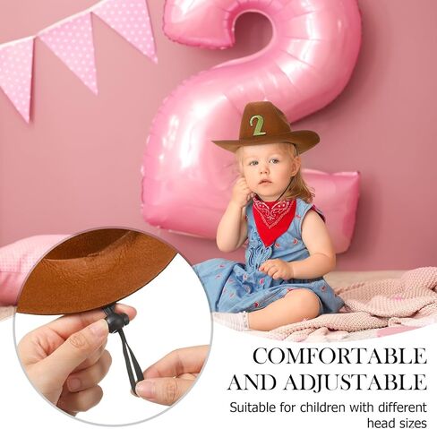 3 Pcs Cowboy Birthday Party Hat and Bandanas with 0-9 Numbers Infant Baby Hat Kid Western Costume Accessories in Saudi Arabia