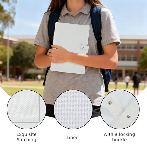 venoka Blank Linen A5 Notebook Cover with Button – Sublimation & Embroidery Ready Fabric Book Sleeve for DIY Customization, Reusable Journal Protector for Small Business & Craft Projects in Saudi Arabia
