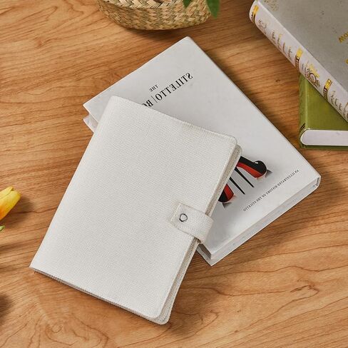 venoka Blank Linen A5 Notebook Cover with Button – Sublimation & Embroidery Ready Fabric Book Sleeve for DIY Customization, Reusable Journal Protector for Small Business & Craft Projects in Saudi Arabia