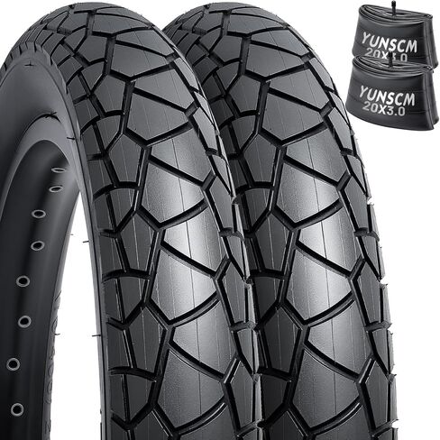 YUNSCM 20" E-Bike Fat Tires 20x3.0/76-406 60TPI and 20" Bike Tubes Schrader Valve with 2 Rim Strips Compatible with 20 x 2.75 20 x 3.0 E-Bike Bicycle Tires and Tubes (Y-909) in Saudi Arabia