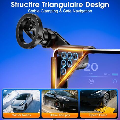 حامل هاتف لملحقات Tesla Model y 2024، لا يتطلب غراء، لحامل هاتف MagSafe المغناطيسي للسيارة لطراز Tesla 3/Y/S/X/Cybertruck (للطراز 3/Y/S/X/Cybertruck) in Kuwait