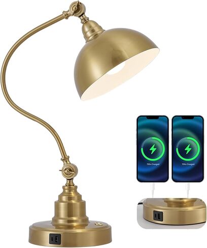 Vintage Brass Gold Desk Lamp Decorative Table Lamp for Home Office Living Room Bedroom Desk Light, Rustic Industrial Farmhouse Antique Library Study Desk Lamp E26 LED Bulb Included in Saudi Arabia