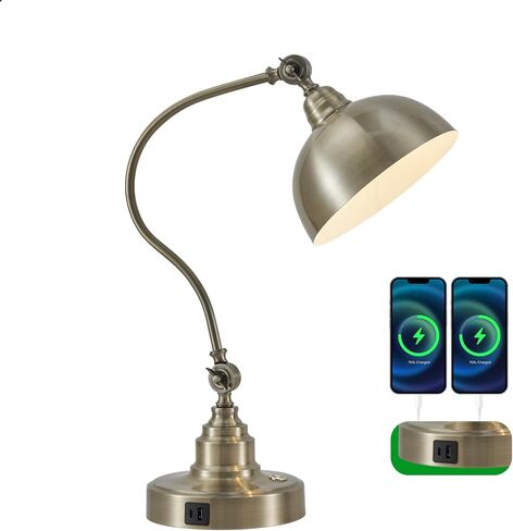 Vintage Brass Gold Desk Lamp Decorative Table Lamp for Home Office Living Room Bedroom Desk Light, Rustic Industrial Farmhouse Antique Library Study Desk Lamp E26 LED Bulb Included in Saudi Arabia