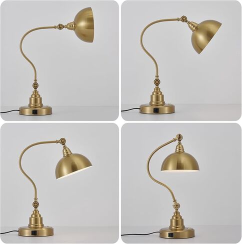 Vintage Brass Gold Desk Lamp Decorative Table Lamp for Home Office Living Room Bedroom Desk Light, Rustic Industrial Farmhouse Antique Library Study Desk Lamp E26 LED Bulb Included in Saudi Arabia